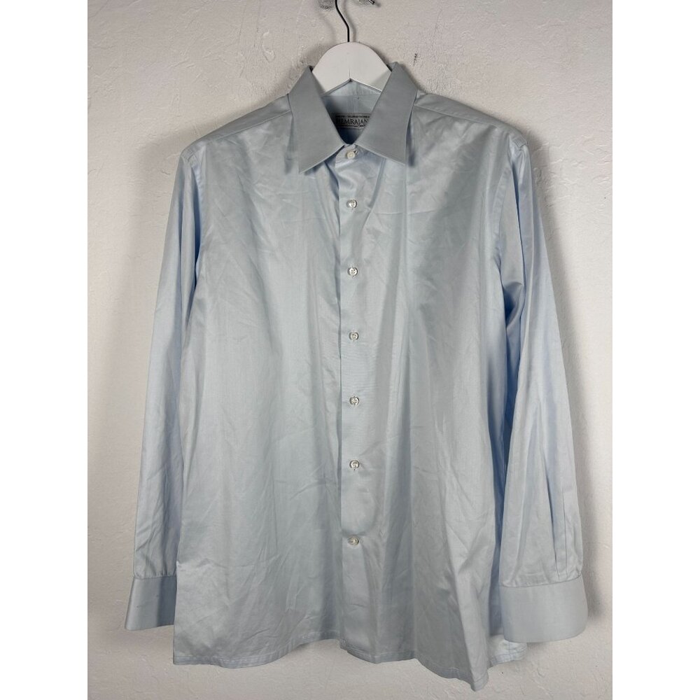 Hemrajani Brothers Mens Light Blue Long Sleeve Button Up Dress Shirt Formal Wear
